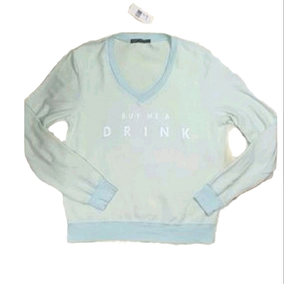 Wildfox "Buy me a Drink" Long Sleeve V Neck Top Medium - Picture 1 of 6